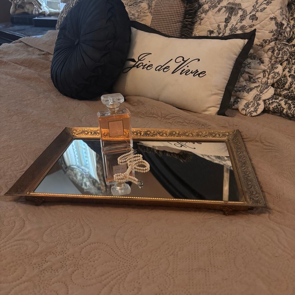 Vintage Hollywood Regency Mirrored Vanity Tray 15.5 X 10.5 inches